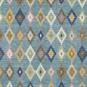 Aztec Polyester Area Rug Washable Indoor Outdoor Teal Orange Geometric Patio Living Room