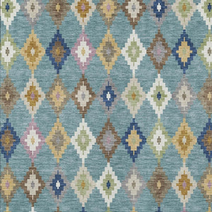 Aztec Polyester Area Rug Washable Indoor Outdoor Teal Orange Geometric Patio Living Room