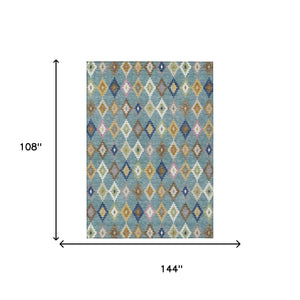 Aztec Polyester Area Rug Washable Indoor Outdoor Teal Orange Geometric Patio Living Room
