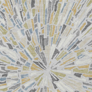 Abstract Washable Polyester Area Rug Silver Gray for Indoor Outdoor Living Spaces
