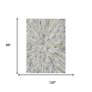 Abstract Washable Polyester Area Rug Silver Gray for Indoor Outdoor Living Spaces