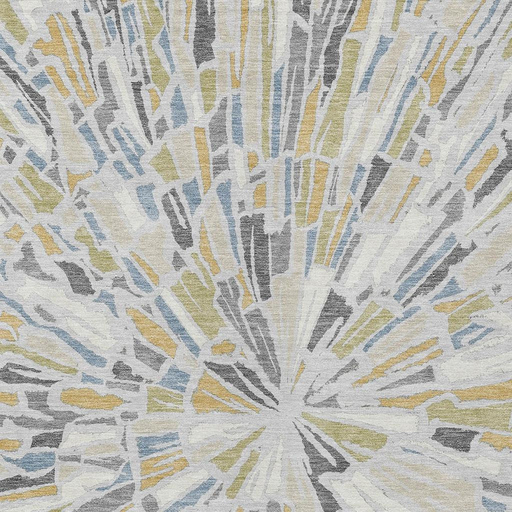HomeRoots Abstract Washable Polyester Area Rug Silver Gray for Indoor Outdoor Living Spaces 10' x 14' 728461