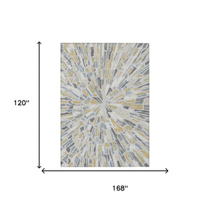 Abstract Washable Polyester Area Rug Silver Gray for Indoor Outdoor Living Spaces