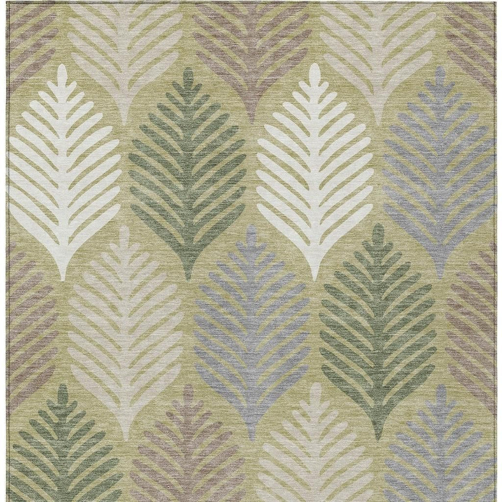 5 X 8 Floral Polyester Area Rug Washable Low Pile for Indoor Outdoor Living Spaces