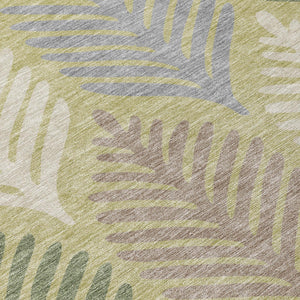 5 X 8 Floral Polyester Area Rug Washable Low Pile for Indoor Outdoor Living Spaces