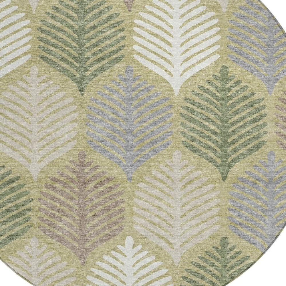 8 Ft Round Floral Polyester Area Rug for Indoor Outdoor Patios and Entryways
