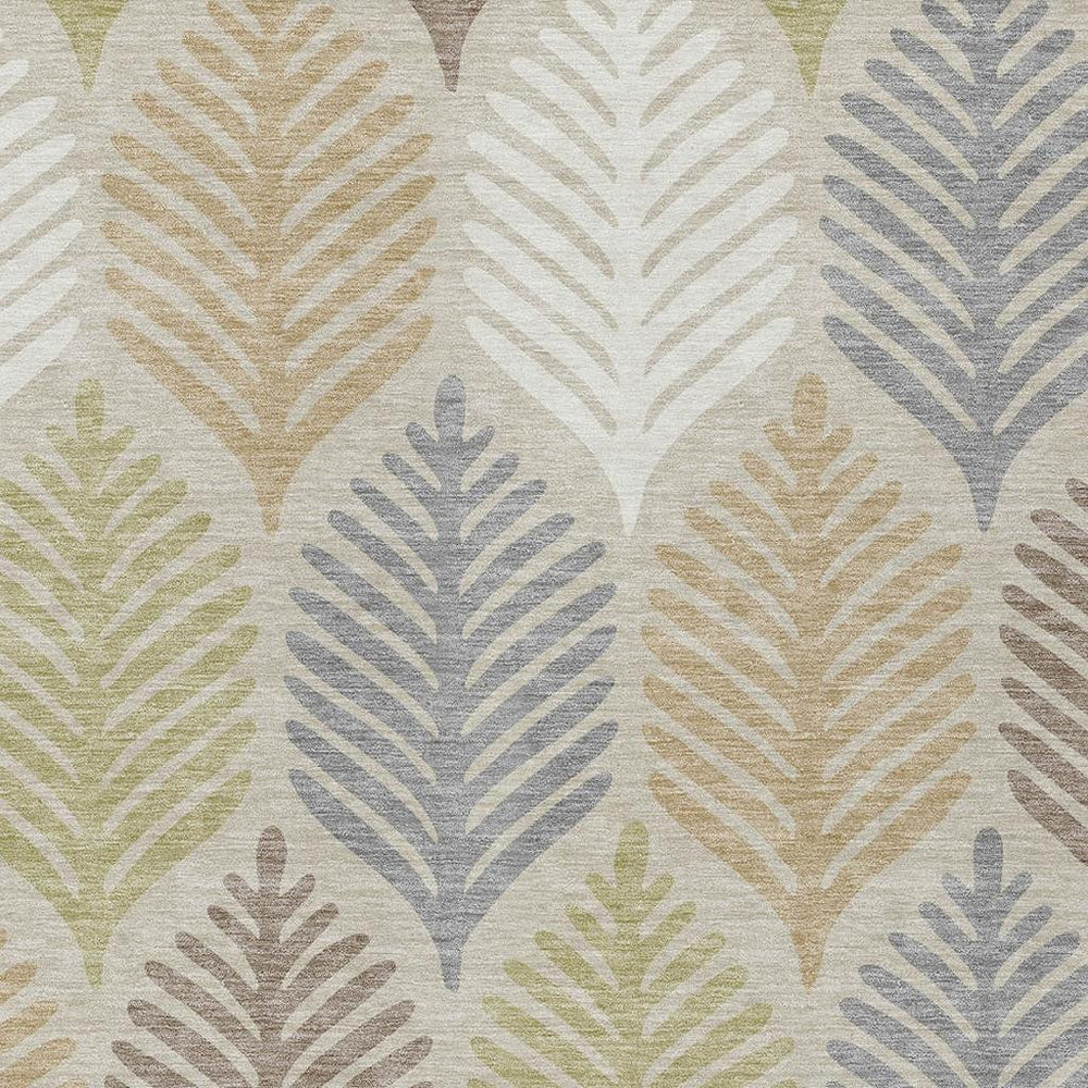 HomeRoots 5 X 8 Floral Polyester Area Rug Washable Indoor Outdoor Use Beige Ivory 728475