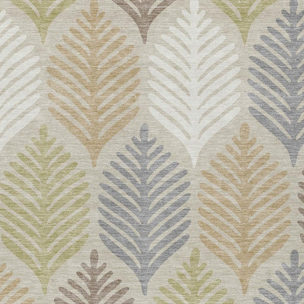 HomeRoots 8 X 10 Floral Polyester Area Rug Washable Indoor Outdoor Beige Ivory Patio 728477