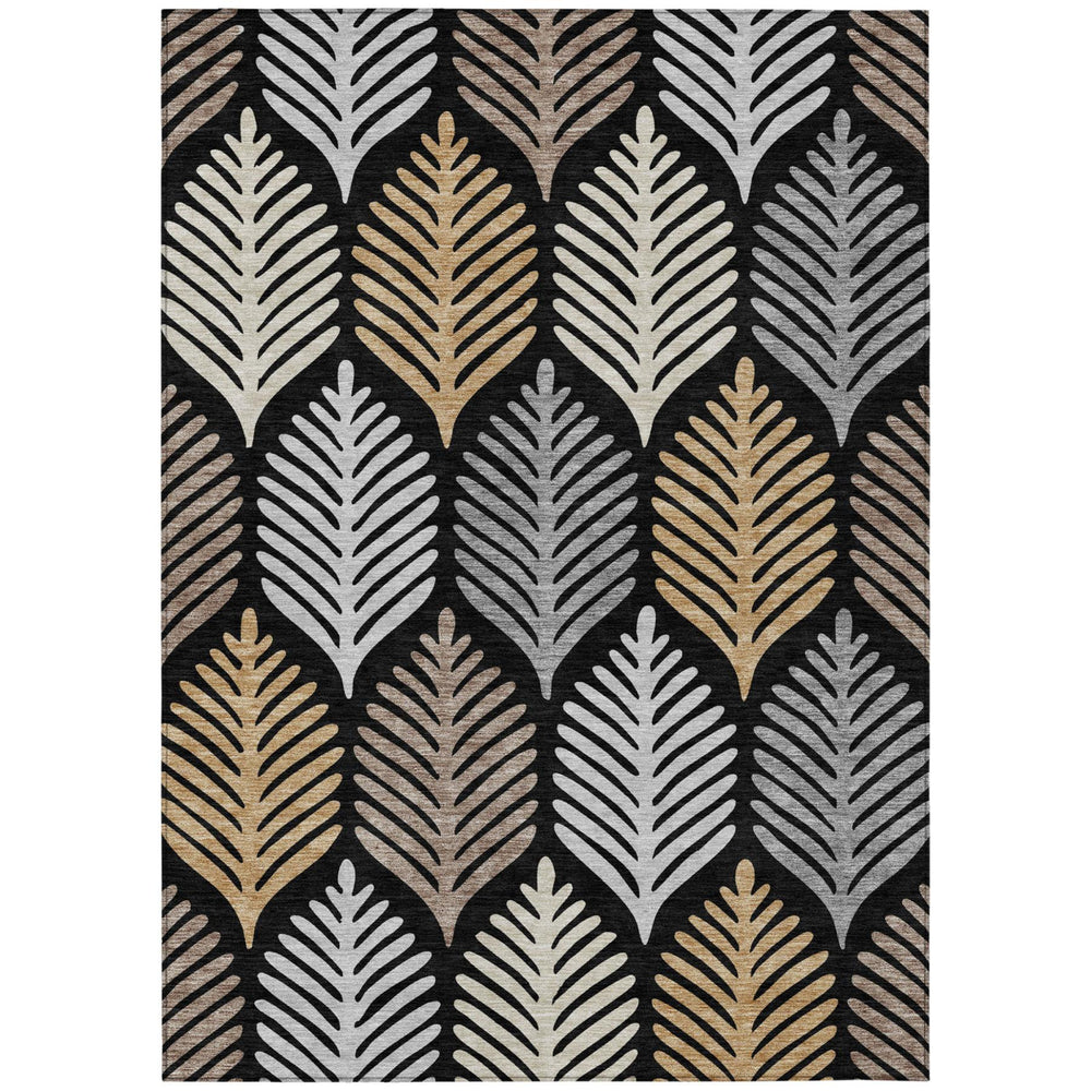 HomeRoots 8x10 Floral Polyester Area Rug Machine Washable Indoor Outdoor Patio Living Room 728483