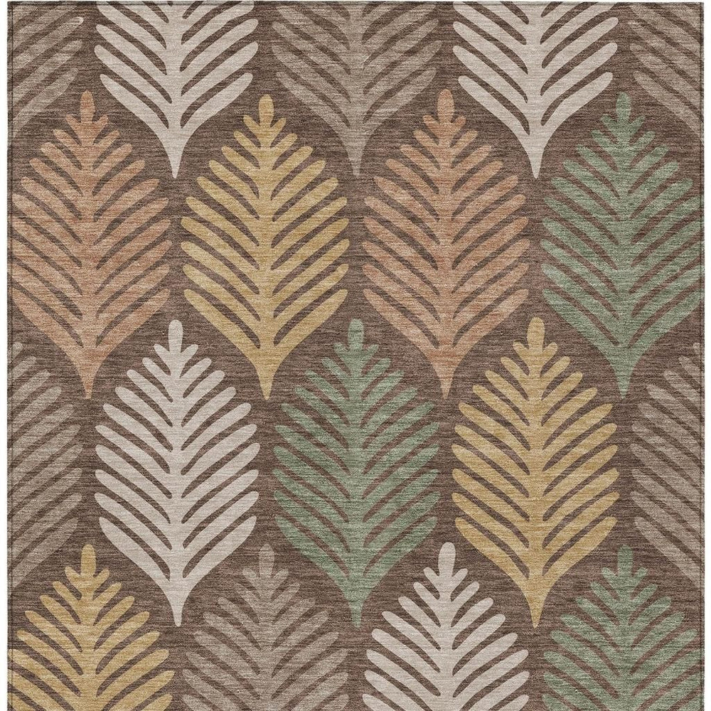 5 X 8 Floral Polyester Area Rug Washable Indoor Outdoor Low Pile Patio Foyer