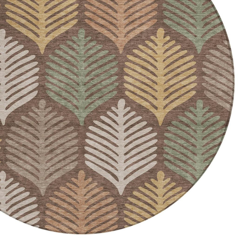8ft Round Floral Polyester Area Rug Washable Indoor Outdoor Patio Kitchen Foyer
