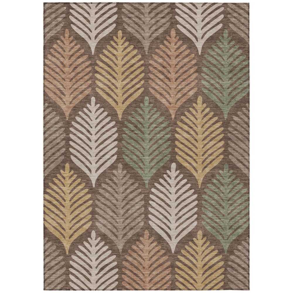 HomeRoots 9x12 Floral Polyester Area Rug Washable Low Pile for Patio Kitchen or Entryway 728490