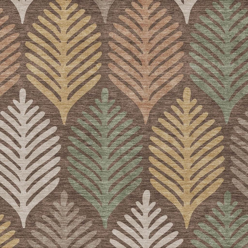HomeRoots 9x12 Floral Polyester Area Rug Washable Low Pile for Patio Kitchen or Entryway 728490