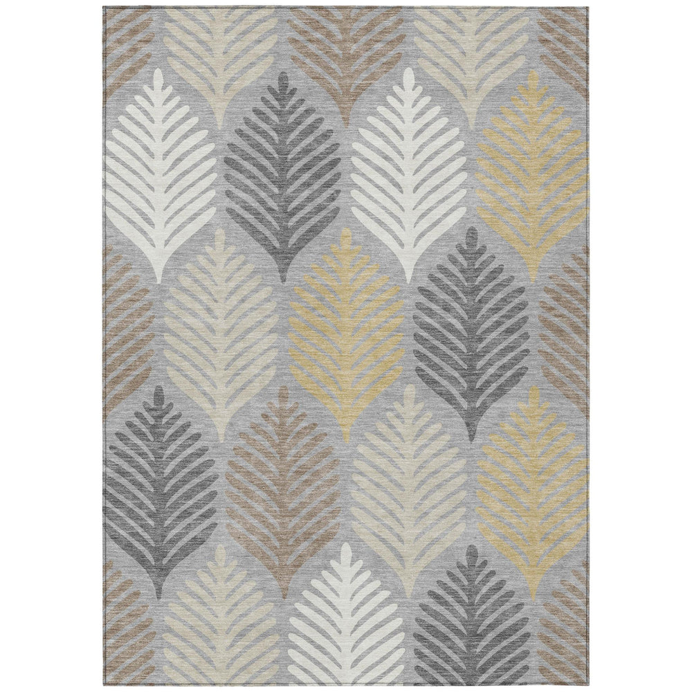 HomeRoots Washable Floral Polyester Area Rug for Indoor Outdoor Patio Porch and Living Room Use 5' x 8' 728499