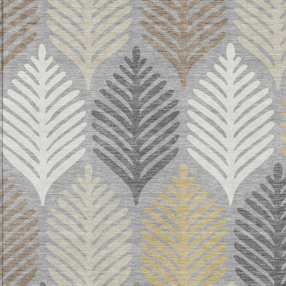 HomeRoots Washable Floral Polyester Area Rug for Indoor Outdoor Patio Porch and Living Room Use 5' x 8' 728499