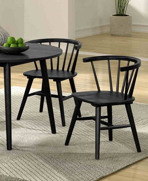 English Elm Black Yate 2pc Mid-Century Dining Chairs with Spindle Back, Molded Seats & Shaker Legs - 22x20x28" B2741P406735