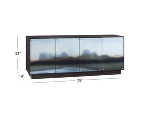 Basset Mirror Perspective Server: Sophisticated Hardwood Design With Glass Doors & Adjustable Shelves For Modern Spaces Blue Wood,Mdf,Glass,Birch Veneer 7285-dr-576