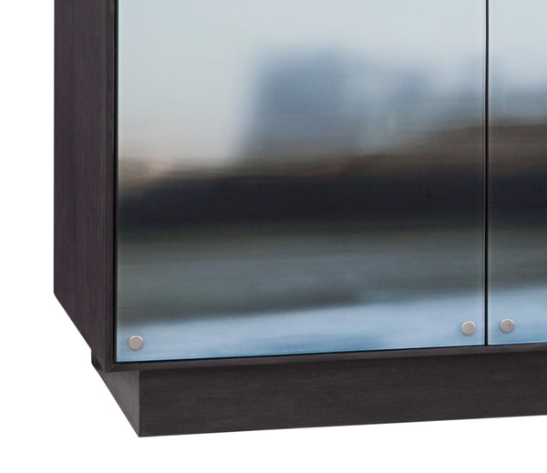 Basset Mirror Perspective Server: Sophisticated Hardwood Design With Glass Doors & Adjustable Shelves For Modern Spaces Blue Wood,Mdf,Glass,Birch Veneer 7285-dr-576