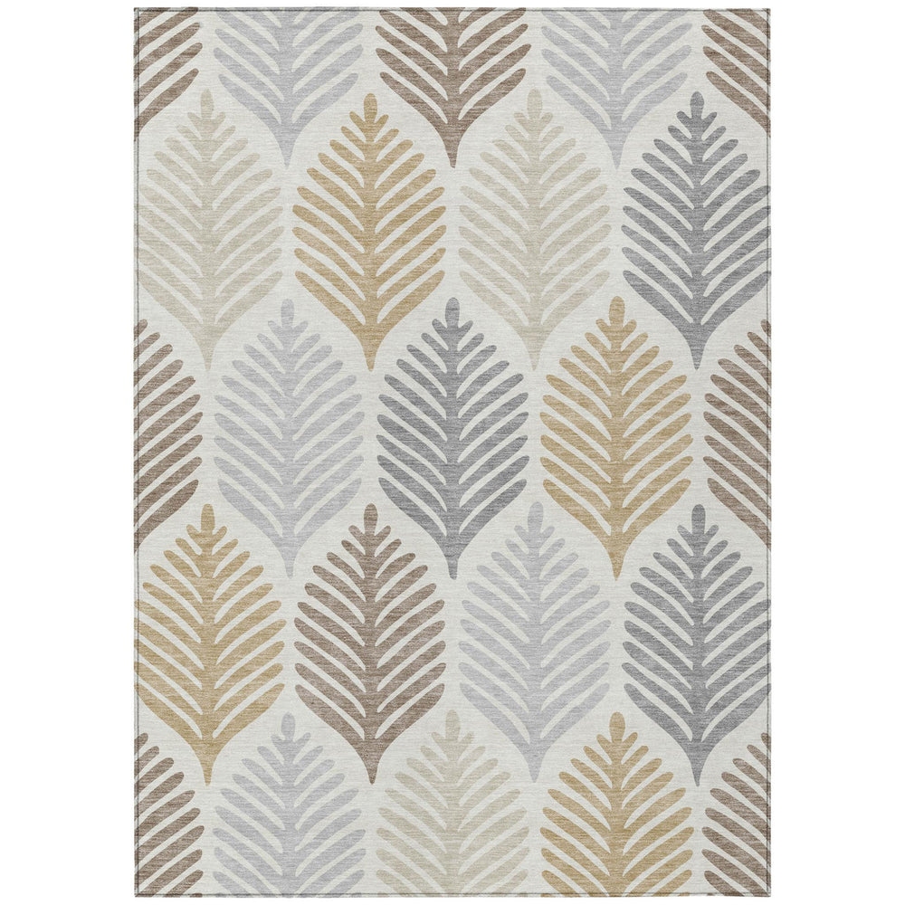 HomeRoots 8 X 10 Floral Polyester Area Rug Machine Washable for Indoor Outdoor Living 728507