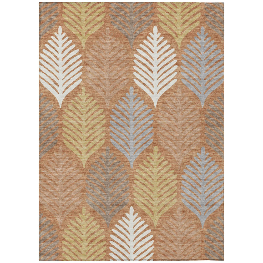 HomeRoots 8 X 10 Floral Polyester Area Rug Machine Washable Low Pile Indoor Outdoor Use 728513