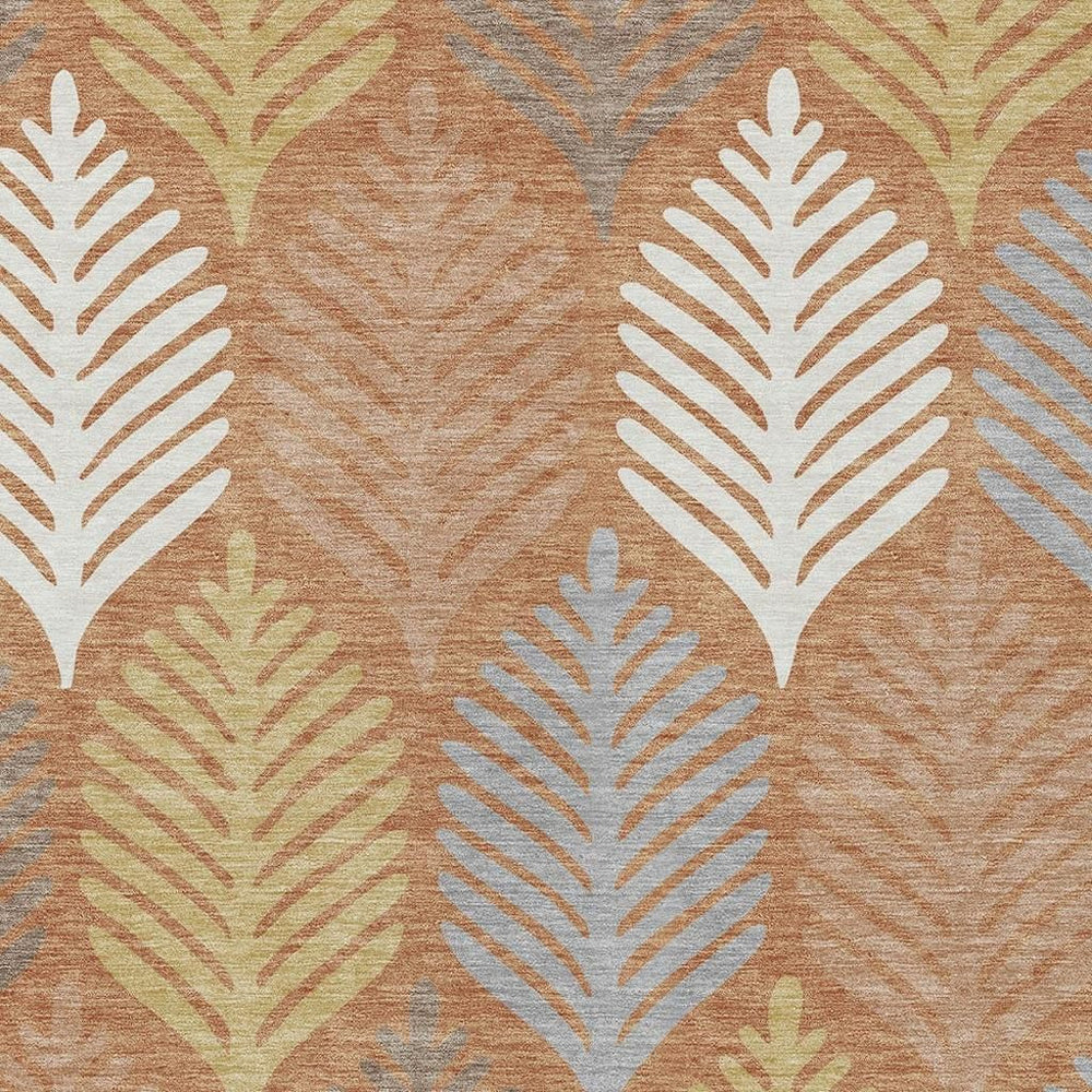HomeRoots 8 X 10 Floral Polyester Area Rug Machine Washable Low Pile Indoor Outdoor Use 728513