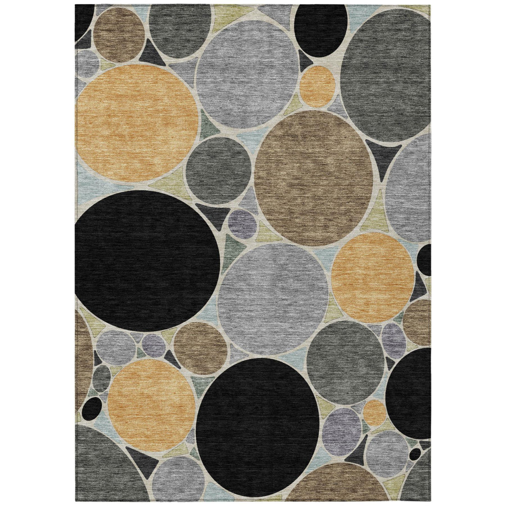Geometric Polyester Area Rug Machine Washable Bold Modern Pattern for Indoor Outdoor Spaces