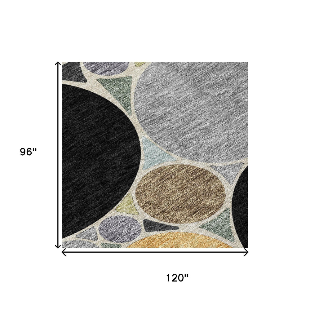Geometric Polyester Area Rug Machine Washable Bold Modern Pattern for Indoor Outdoor Spaces