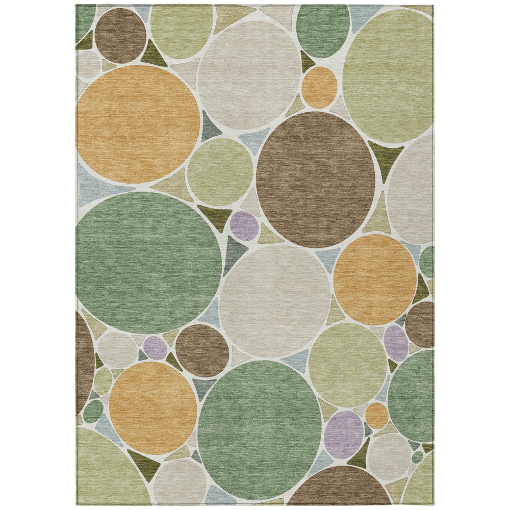 HomeRoots Geometric Polyester Area Rug Washable Indoor Outdoor Patio Entryway and High Traffic Spaces 8' x 10' 728543