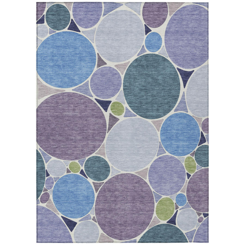 HomeRoots 8 Ft X 10 Ft Geometric Polyester Area Rug Washable Indoor Outdoor Plum Lavender 728567