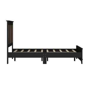 English Elm 4-Pieces Queen Platform Bed Set with Storage Nightstands & Dresser, Wooden Strip Accent, Modern Farmhouse Elegance Black 52.17 L x 18.5 W x 11.81 H HL000191AAB