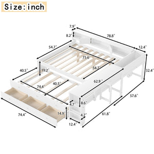 English Elm Twin Daybed Pine Frame with Trundle Desk Hutch Shelves and Storage for Kids Rooms White W1580S00461
