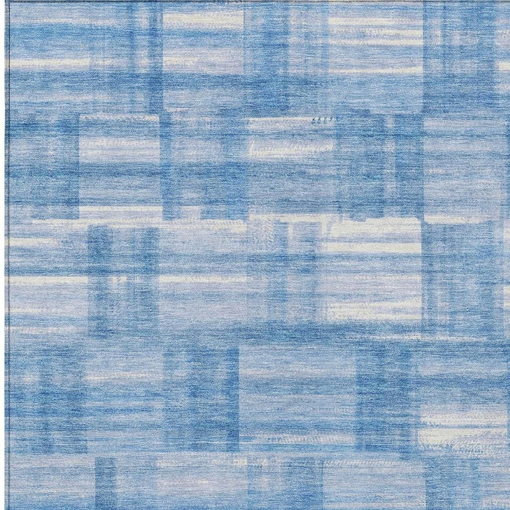 8 Ft X 10 Ft Striped Polyester Indoor Outdoor Rug Washable Coastal Patio Decor
