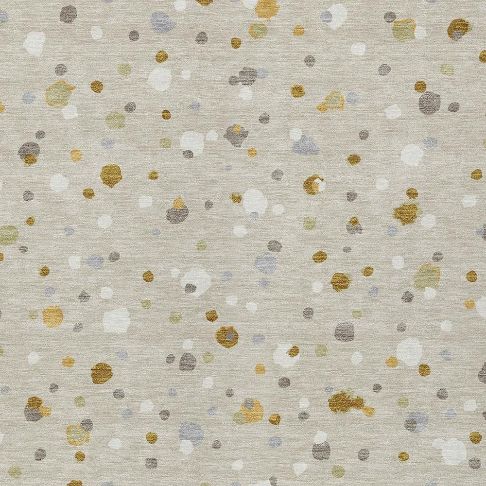 HomeRoots Geometric Beige Gold Polyester Washable Area Rug for Indoor Outdoor Patio Living Room 9' x 12' 728610
