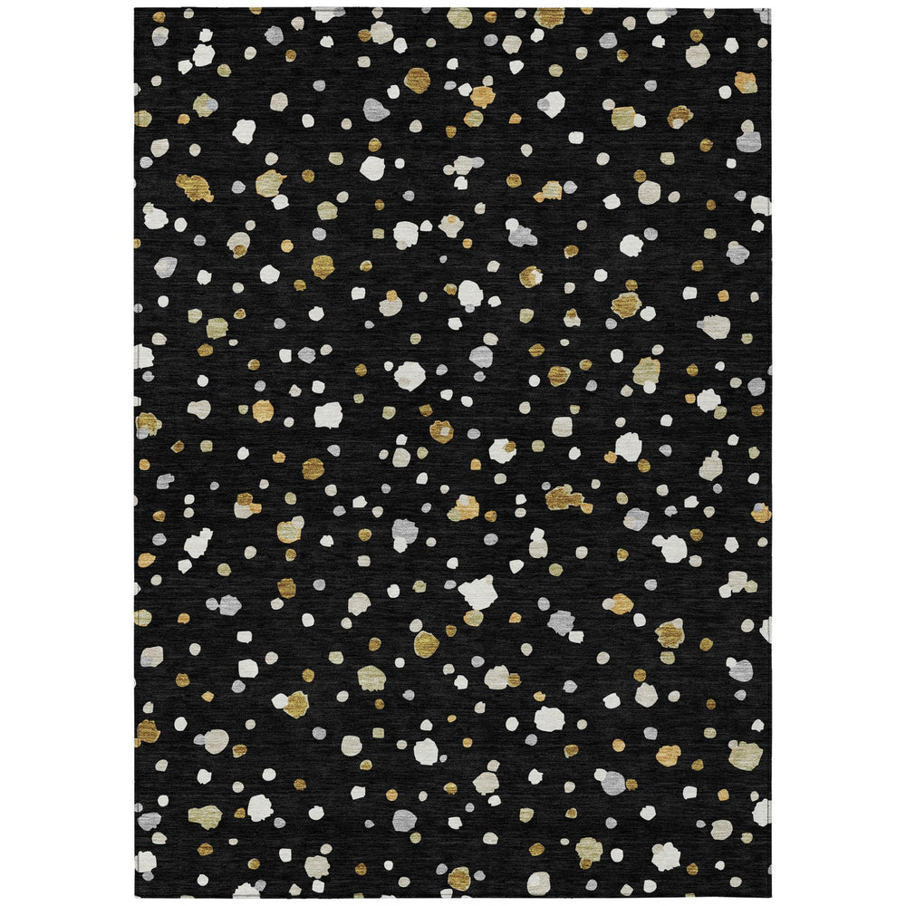 HomeRoots 10 X 14 Black Gold Geometric Polyester Area Rug Washable for Indoor Outdoor Use 728617