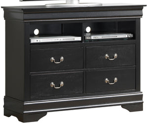 English Elm Elegant Black Media Chest | Compact 35"H x 42"W Storage Cabinet, Fully Assembled, Durable Finish B078108217