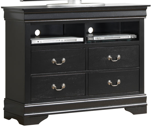 English Elm Elegant Black Media Chest | Compact 35"H x 42"W Storage Cabinet, Fully Assembled, Durable Finish B078108217
