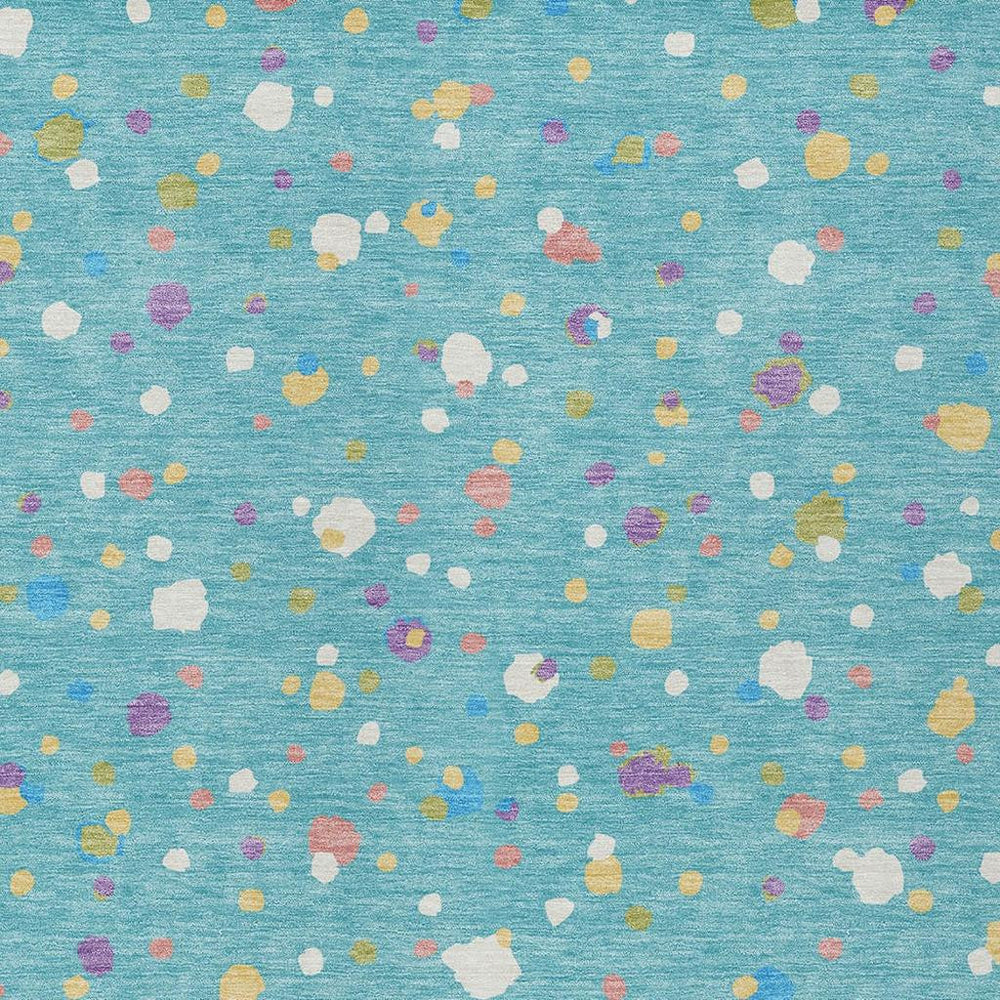HomeRoots Geometric Polyester Area Rug Washable Indoor Outdoor Teal Pink Patio Living Room Accent 5' x 8' 728661