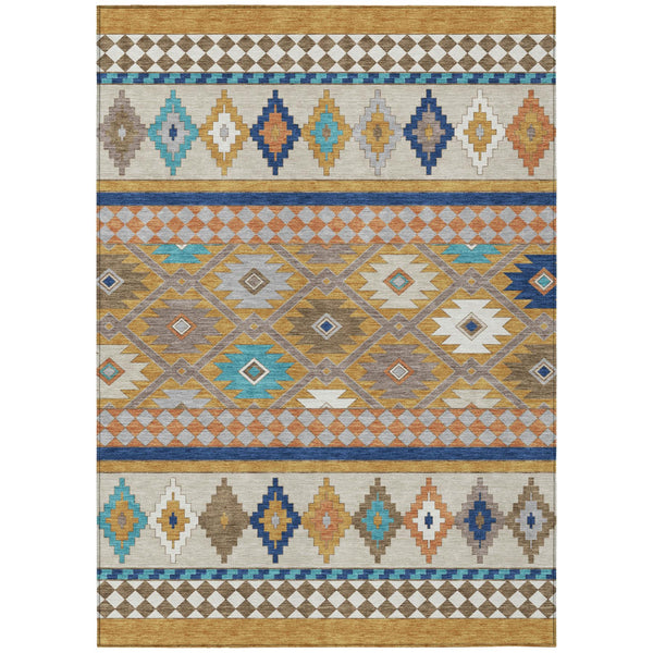 Southwestern Washable Polyester Area Rug for Indoor Outdoor Patios Entryways and Living Rooms