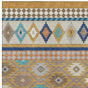 Southwestern Washable Polyester Area Rug for Indoor Outdoor Patios Entryways and Living Rooms