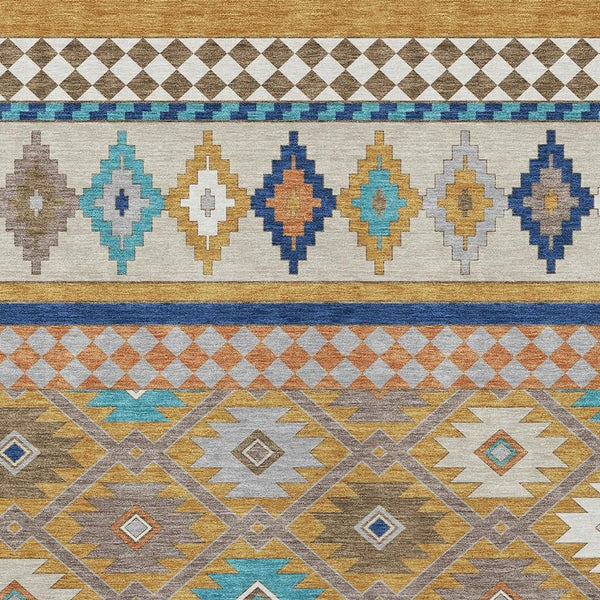 Southwestern Washable Polyester Area Rug for Indoor Outdoor Patios Entryways and Living Rooms