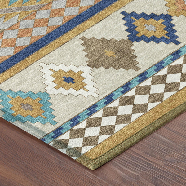 Southwestern Washable Polyester Area Rug for Indoor Outdoor Patios Entryways and Living Rooms