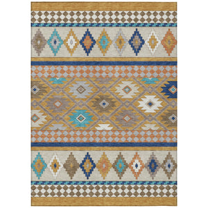 Southwestern Washable Polyester Area Rug for Indoor Outdoor Patios Entryways and Living Rooms