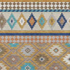 Southwestern Washable Polyester Area Rug for Indoor Outdoor Patios Entryways and Living Rooms