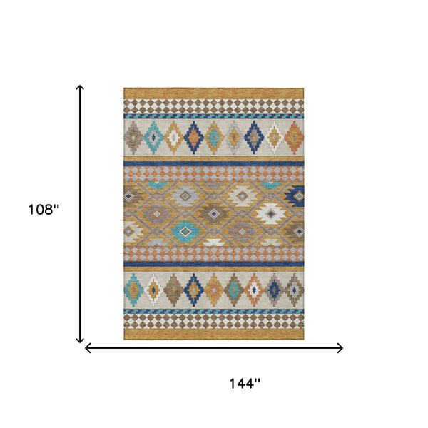 Southwestern Washable Polyester Area Rug for Indoor Outdoor Patios Entryways and Living Rooms