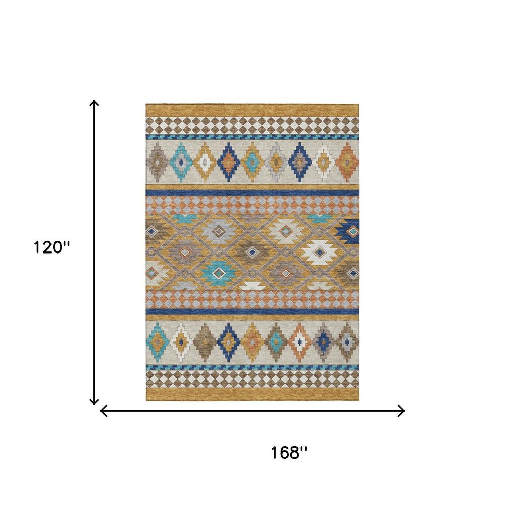 Southwestern Washable Polyester Area Rug for Indoor Outdoor Patios Entryways and Living Rooms