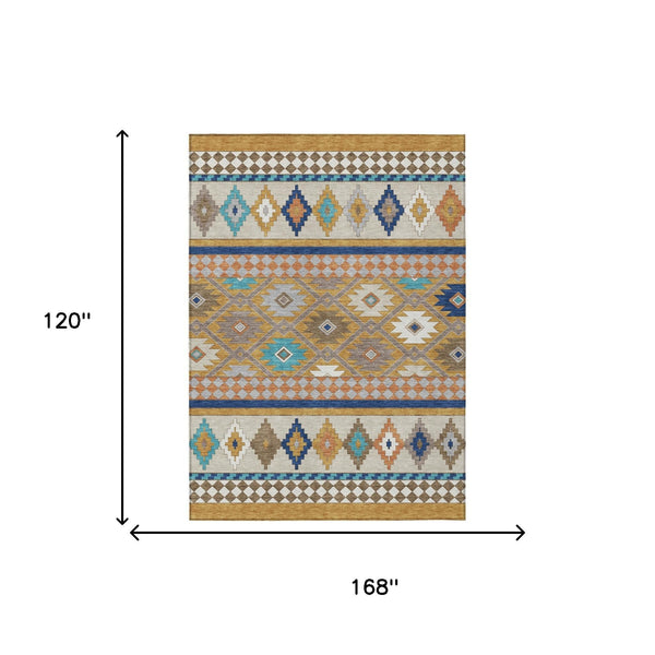 Southwestern Washable Polyester Area Rug for Indoor Outdoor Patios Entryways and Living Rooms