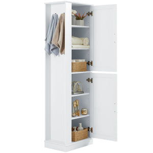 English Elm Tall Bathroom Storage Cabinet - Freestanding Mdf Organizer With Adjustable Shelves & Modern White Finish N725P241834K-GIGA