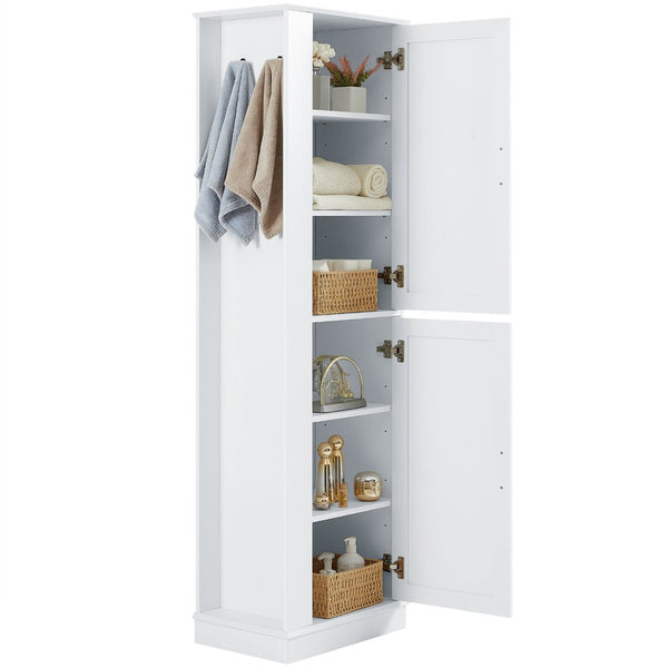 English Elm Tall Bathroom Storage Cabinet - Freestanding Mdf Organizer With Adjustable Shelves & Modern White Finish N725P241834K-GIGA