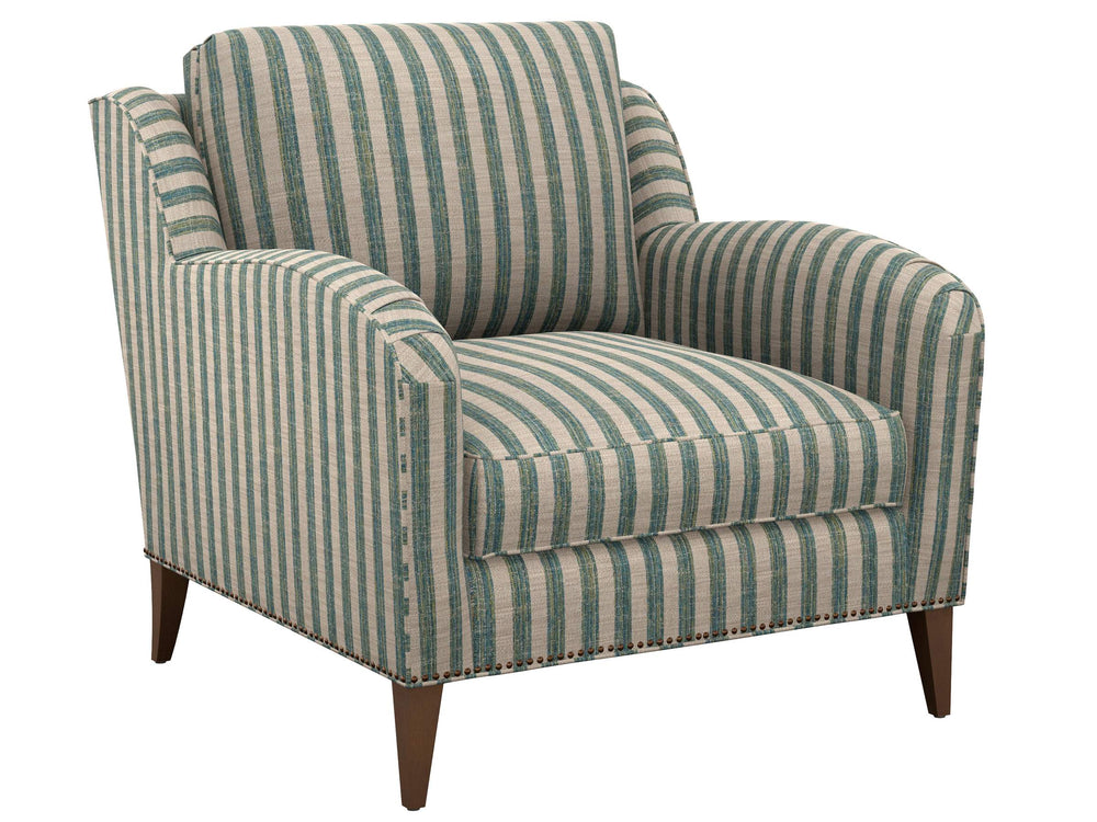 Lexington Coconut Grove Resort Style Upholstered Accent Chair with Down Cushions and Nailhead Trim Detail Blue/Aqua 7287-11-70
