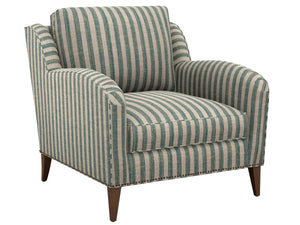 Lexington Coconut Grove Resort Style Upholstered Accent Chair with Down Cushions and Nailhead Trim Detail Blue/Aqua 7287-11-70